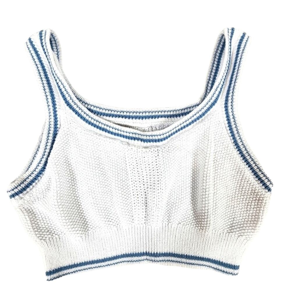 Women's Aeropostale Blue and White Sweater Knit Scoop Neck Cropped Cami Size XL